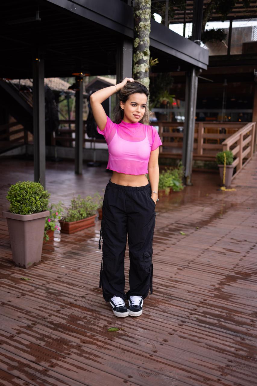 Baby Tee Tule Rosa