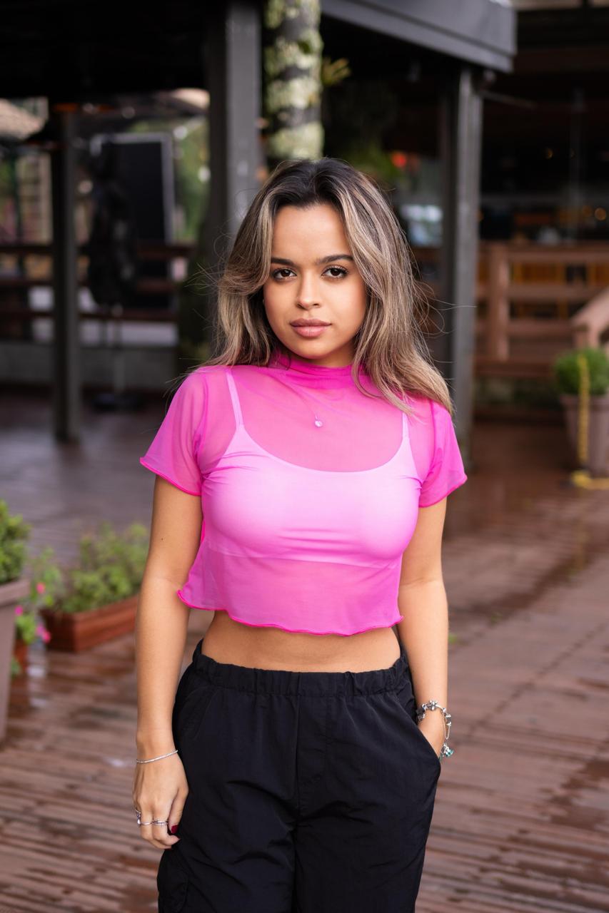 Baby Tee Tule Rosa